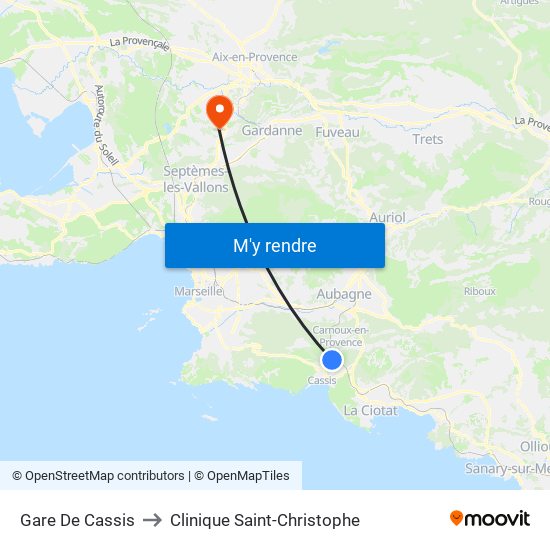 Gare De Cassis to Clinique Saint-Christophe map