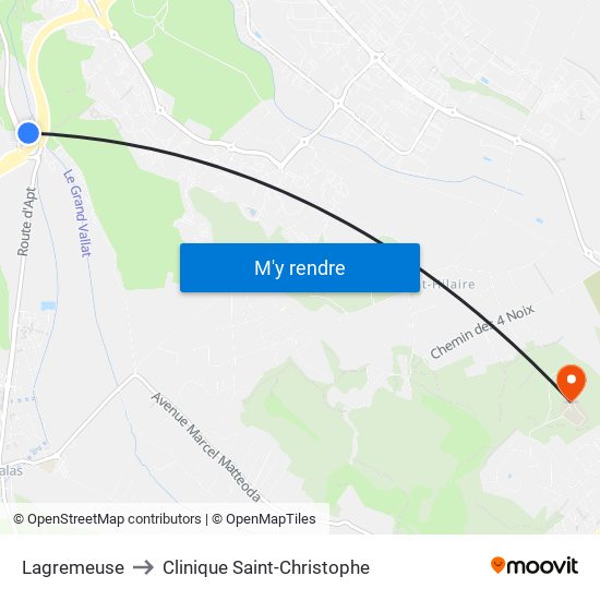 Lagremeuse to Clinique Saint-Christophe map
