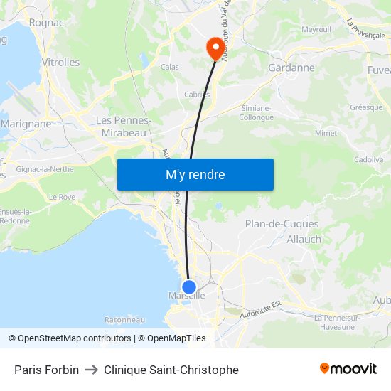 Paris Forbin to Clinique Saint-Christophe map