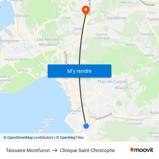 Teisseire Montfuron to Clinique Saint-Christophe map