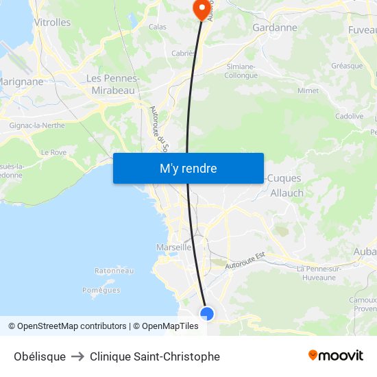 Obélisque to Clinique Saint-Christophe map
