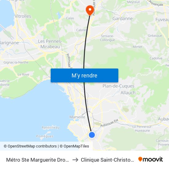 Métro Ste Marguerite Dromel to Clinique Saint-Christophe map