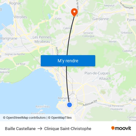 Baille Castellane to Clinique Saint-Christophe map