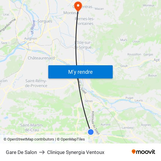 Gare De Salon to Clinique Synergia Ventoux map