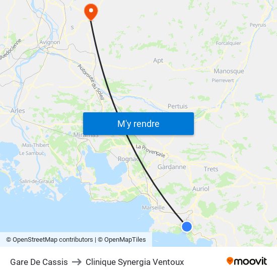 Gare De Cassis to Clinique Synergia Ventoux map