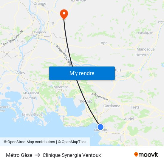 Métro Gèze to Clinique Synergia Ventoux map