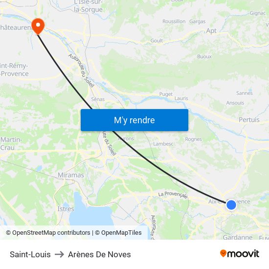 Saint-Louis to Arènes De Noves map