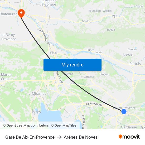 Gare De Aix-En-Provence to Arènes De Noves map