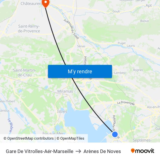Gare De Vitrolles-Aér-Marseille to Arènes De Noves map