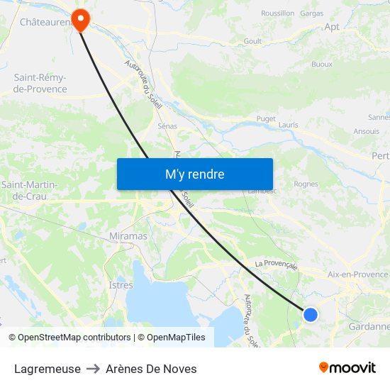 Lagremeuse to Arènes De Noves map