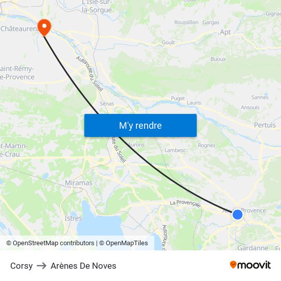 Corsy to Arènes De Noves map