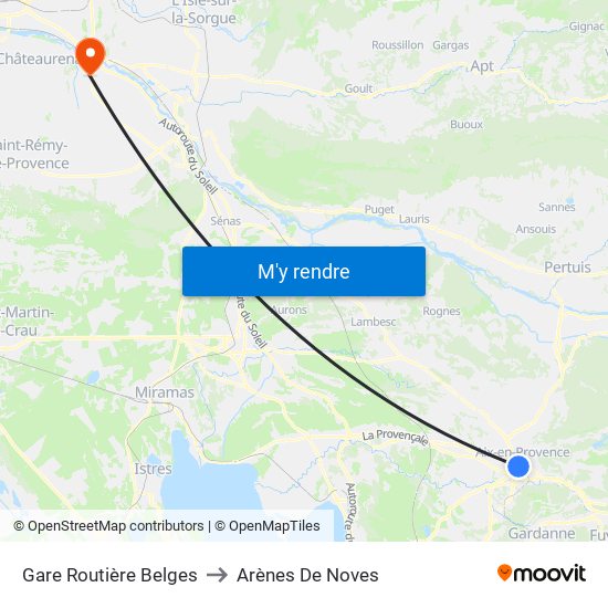 Gare Routière Belges to Arènes De Noves map