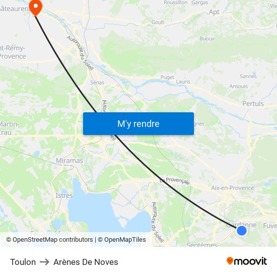 Toulon to Arènes De Noves map
