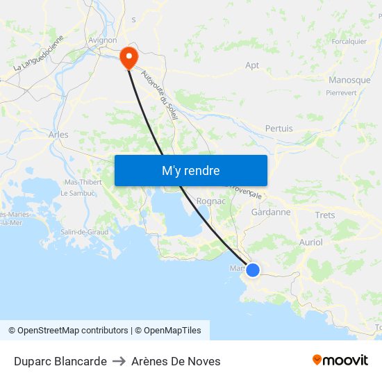 Duparc Blancarde to Arènes De Noves map