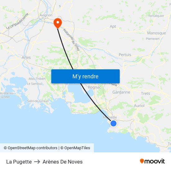 La Pugette to Arènes De Noves map