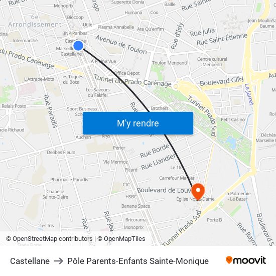 Castellane to Pôle Parents-Enfants Sainte-Monique map