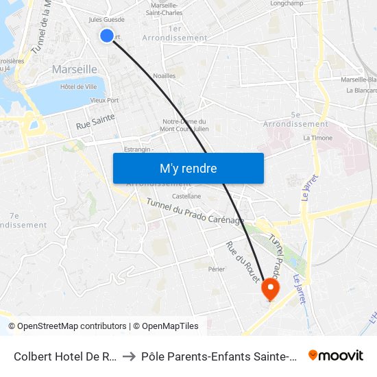 Colbert Hotel De Region to Pôle Parents-Enfants Sainte-Monique map