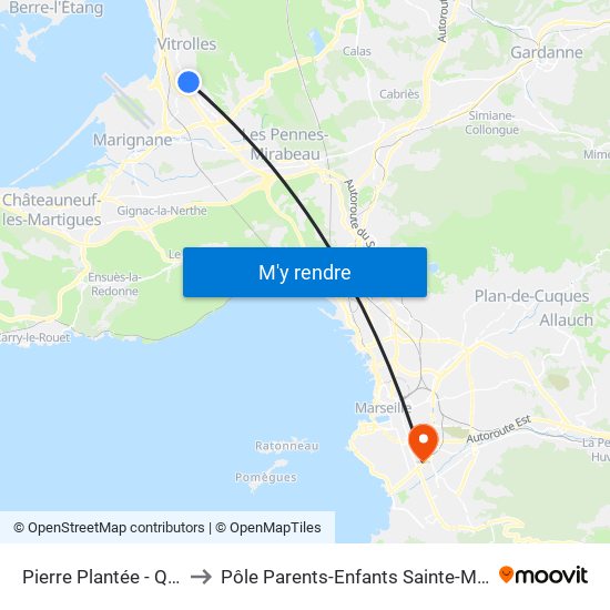 Pierre Plantée - Quai 7 to Pôle Parents-Enfants Sainte-Monique map