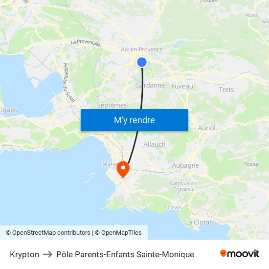 Krypton to Pôle Parents-Enfants Sainte-Monique map