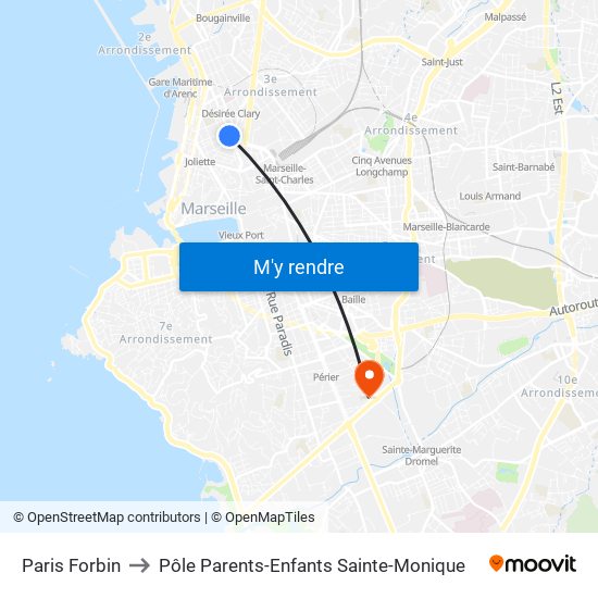 Paris Forbin to Pôle Parents-Enfants Sainte-Monique map