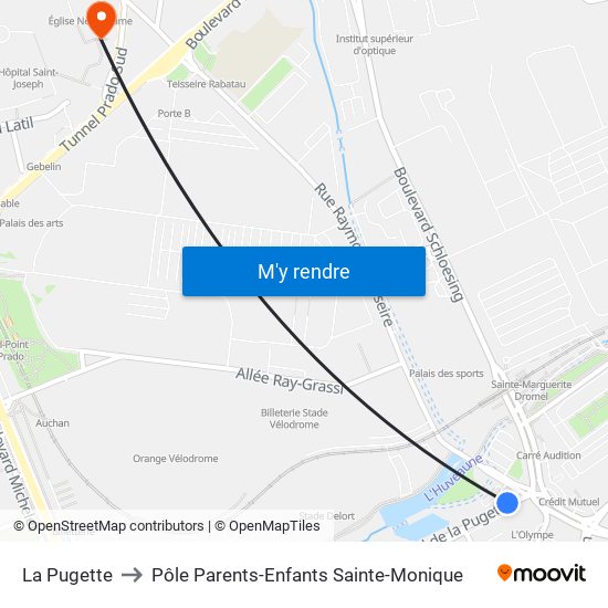 La Pugette to Pôle Parents-Enfants Sainte-Monique map