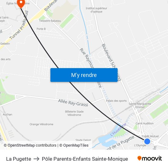 La Pugette to Pôle Parents-Enfants Sainte-Monique map
