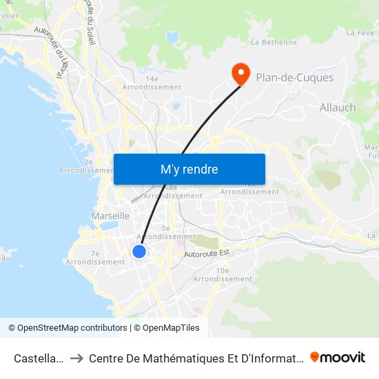 Castellane to Centre De Mathématiques Et D'Informatique map