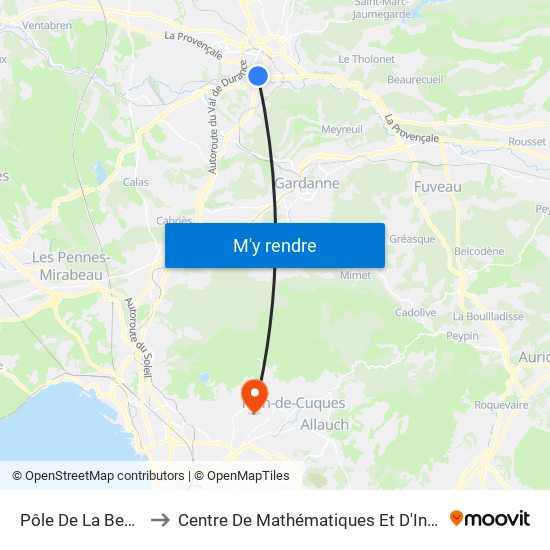 Pôle De La Beauvalle to Centre De Mathématiques Et D'Informatique map