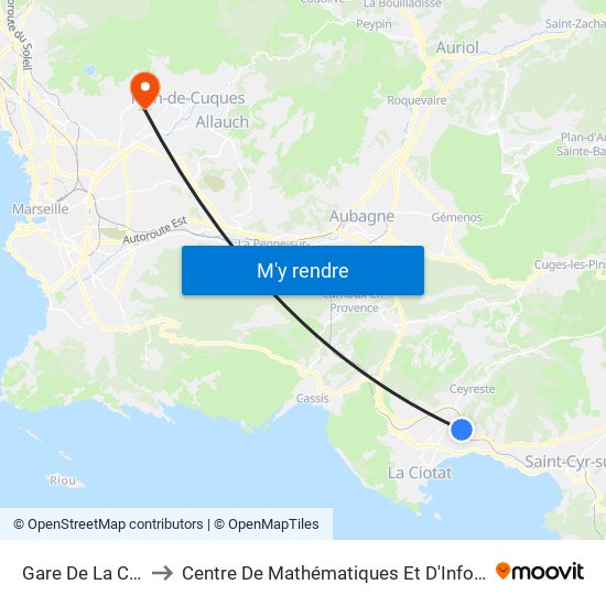 Gare De La Ciotat to Centre De Mathématiques Et D'Informatique map