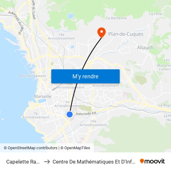 Capelette Rabatau to Centre De Mathématiques Et D'Informatique map