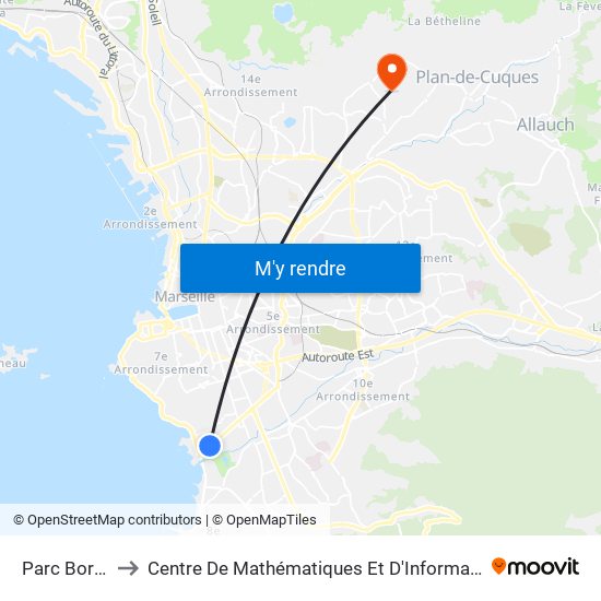 Parc Borély to Centre De Mathématiques Et D'Informatique map