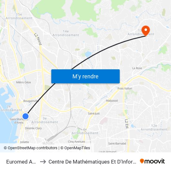 Euromed Arenc to Centre De Mathématiques Et D'Informatique map