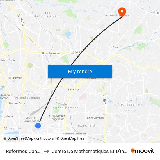 Réformés Canebière to Centre De Mathématiques Et D'Informatique map