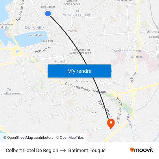 Colbert Hotel De Region to Bâtiment Fouque map