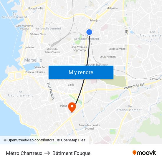 Métro Chartreux to Bâtiment Fouque map