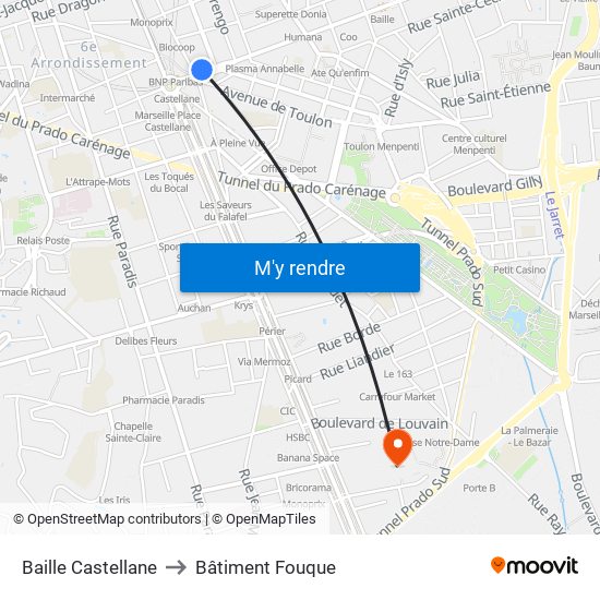 Baille Castellane to Bâtiment Fouque map