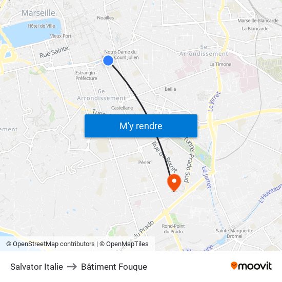 Salvator Italie to Bâtiment Fouque map