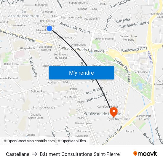 Castellane to Bâtiment Consultations Saint-Pierre map