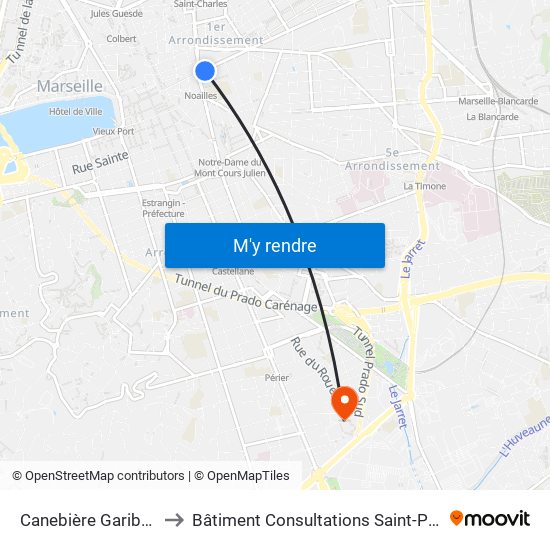 Canebière Garibaldi to Bâtiment Consultations Saint-Pierre map