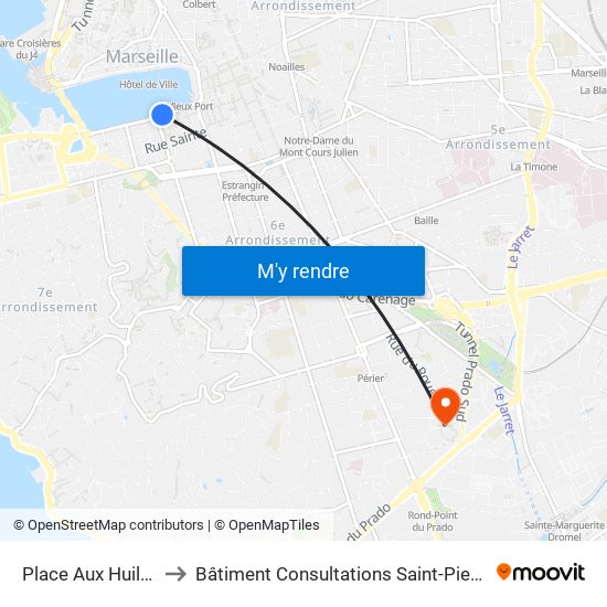 Place Aux Huiles to Bâtiment Consultations Saint-Pierre map