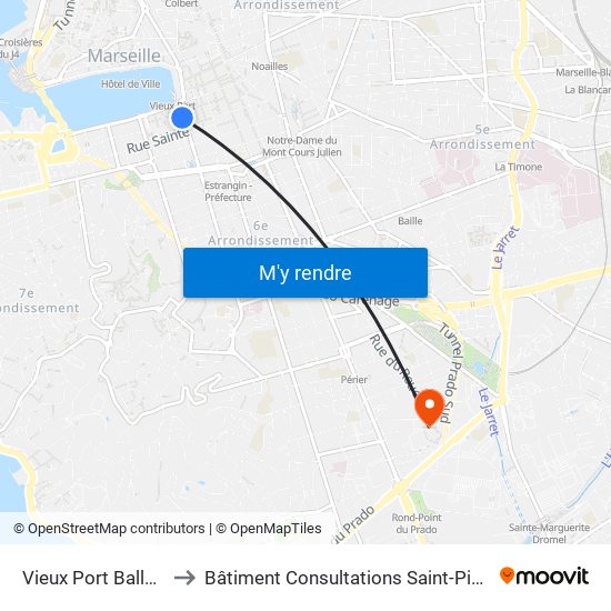 Vieux Port Ballard to Bâtiment Consultations Saint-Pierre map
