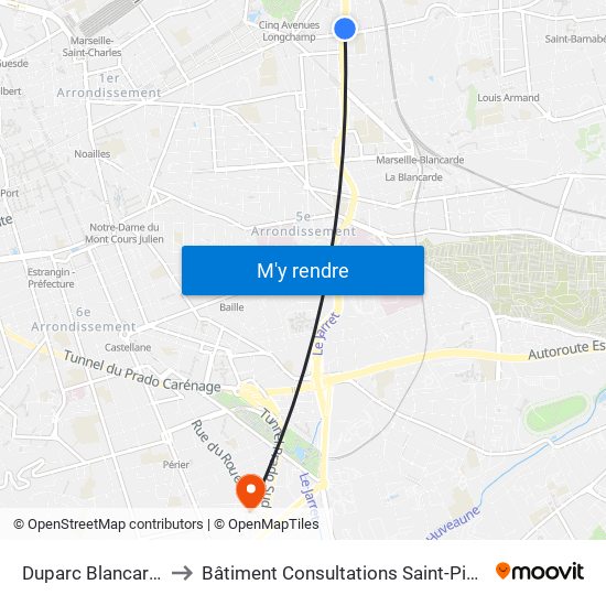 Duparc Blancarde to Bâtiment Consultations Saint-Pierre map
