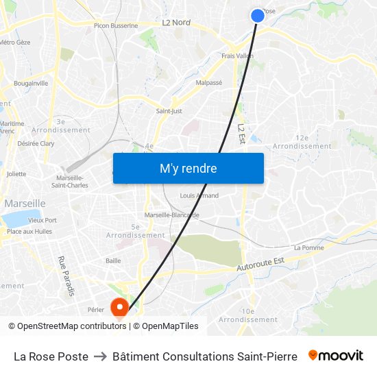La Rose Poste to Bâtiment Consultations Saint-Pierre map