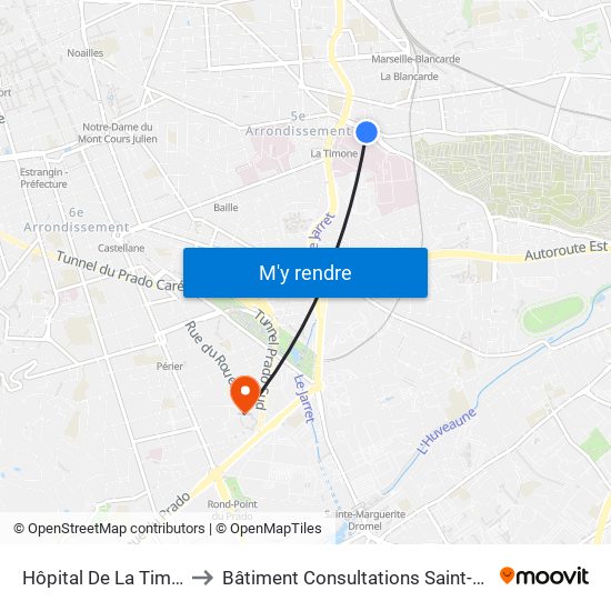 Hôpital De La Timone to Bâtiment Consultations Saint-Pierre map