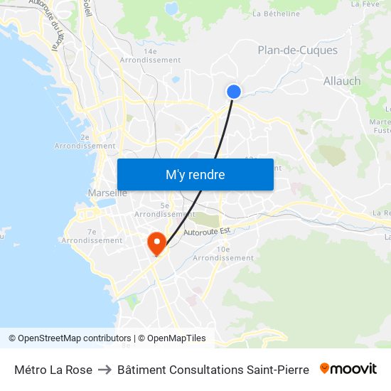 Métro La Rose to Bâtiment Consultations Saint-Pierre map