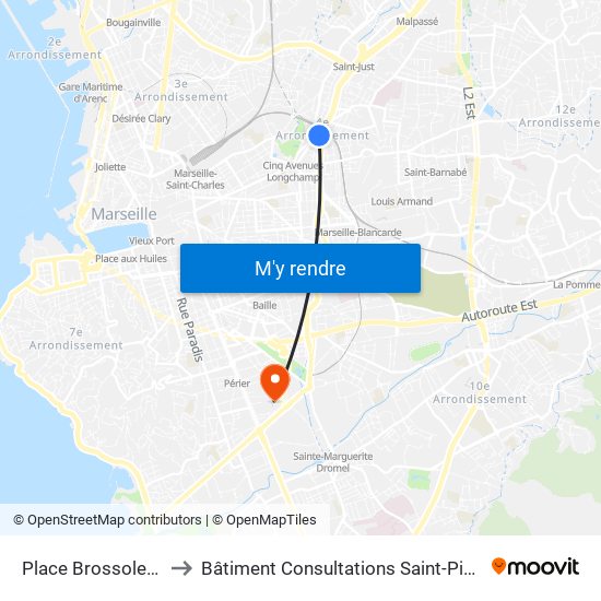 Place Brossolette to Bâtiment Consultations Saint-Pierre map