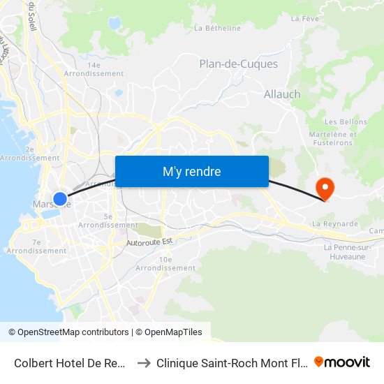 Colbert Hotel De Region to Clinique Saint-Roch Mont Fleuri map