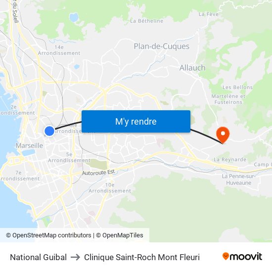 National Guibal to Clinique Saint-Roch Mont Fleuri map