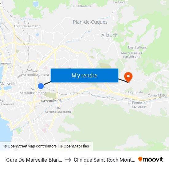 Gare De Marseille-Blancarde to Clinique Saint-Roch Mont Fleuri map