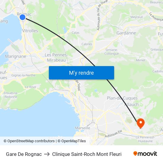 Gare De Rognac to Clinique Saint-Roch Mont Fleuri map